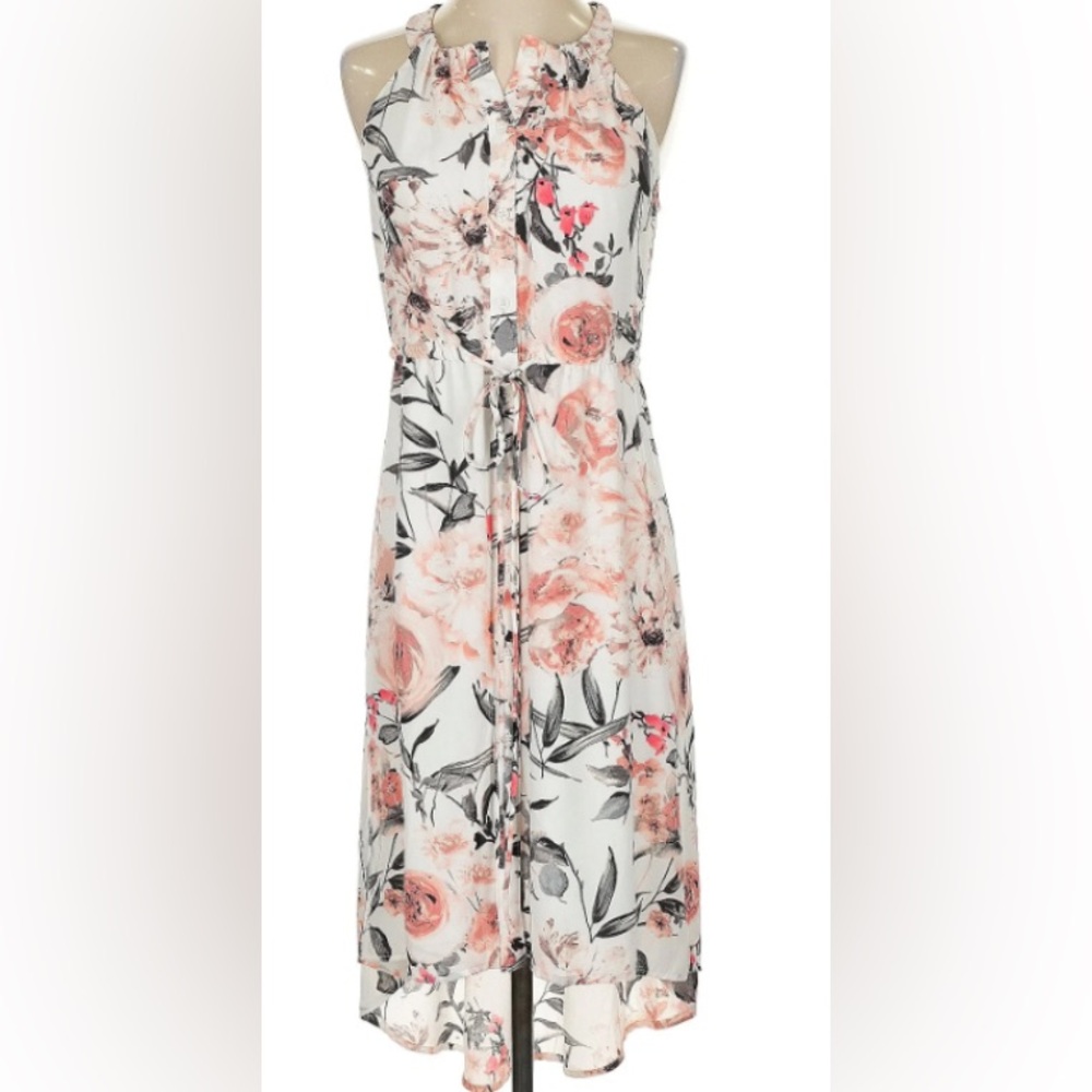 New York and Company light peach Floral Hi Lo Dress size Extra Small
